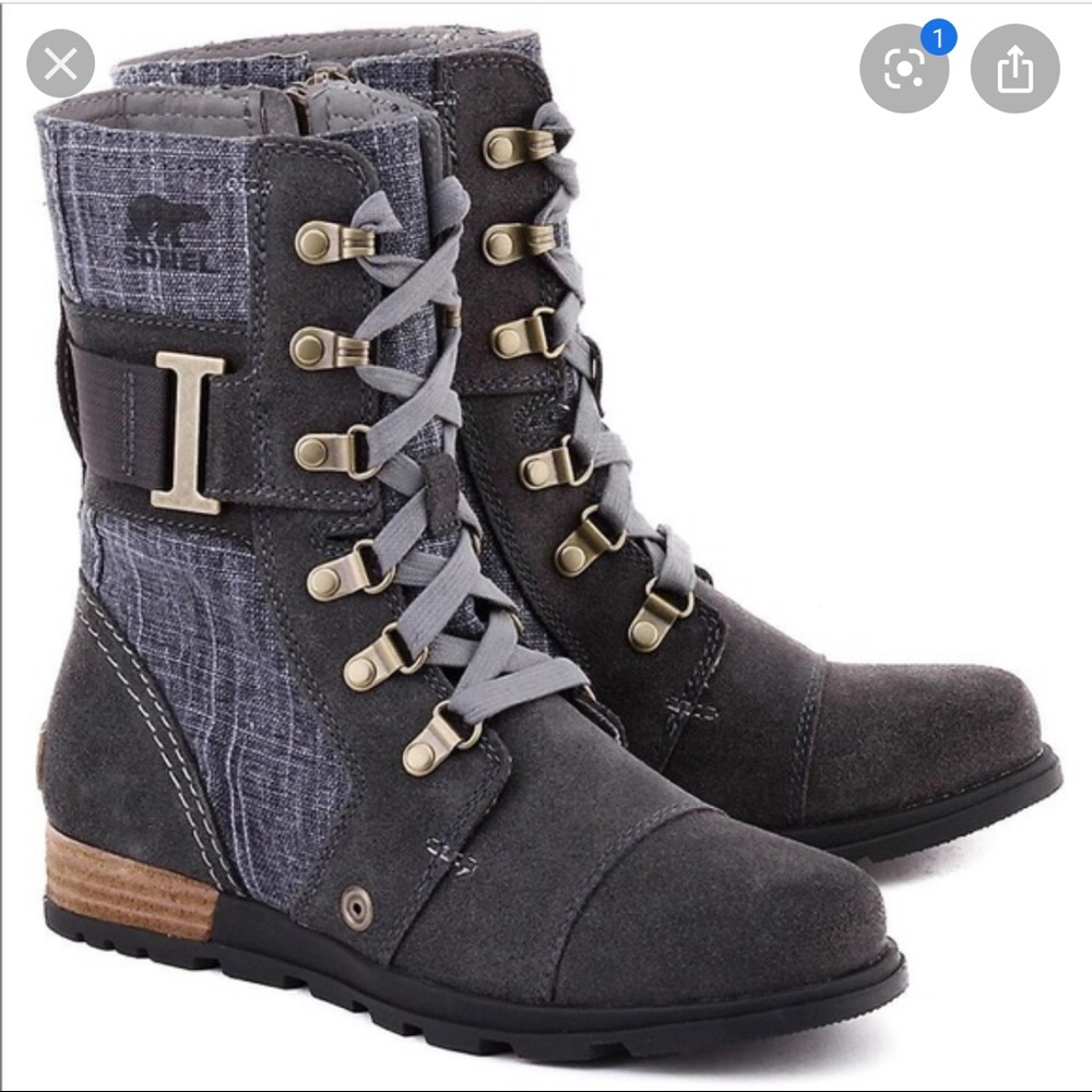 Sorel major Carly denim graphite boot